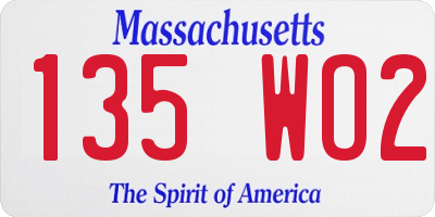 MA license plate 135WO2