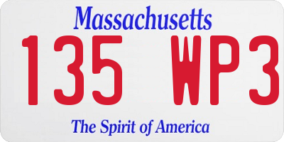 MA license plate 135WP3