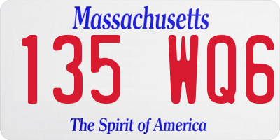 MA license plate 135WQ6