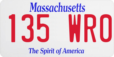 MA license plate 135WR0