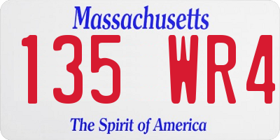 MA license plate 135WR4