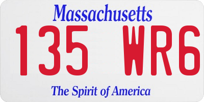 MA license plate 135WR6