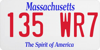 MA license plate 135WR7