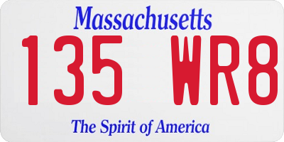 MA license plate 135WR8