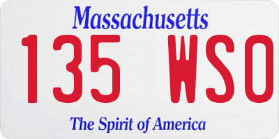 MA license plate 135WS0