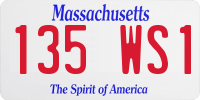 MA license plate 135WS1