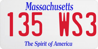 MA license plate 135WS3