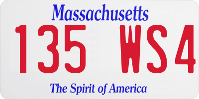 MA license plate 135WS4