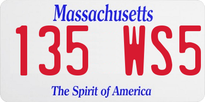 MA license plate 135WS5