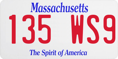MA license plate 135WS9