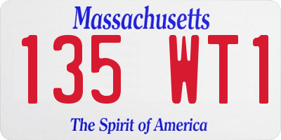 MA license plate 135WT1