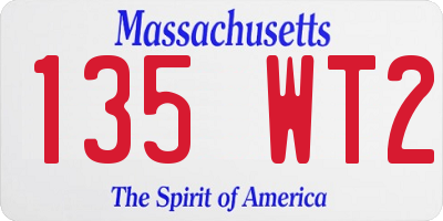 MA license plate 135WT2