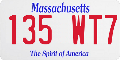 MA license plate 135WT7