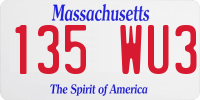 MA license plate 135WU3