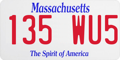MA license plate 135WU5