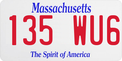 MA license plate 135WU6