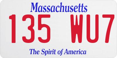 MA license plate 135WU7