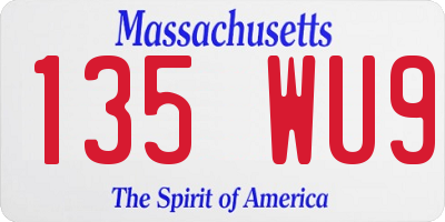 MA license plate 135WU9