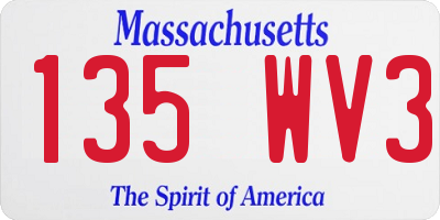 MA license plate 135WV3