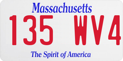 MA license plate 135WV4