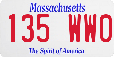 MA license plate 135WW0