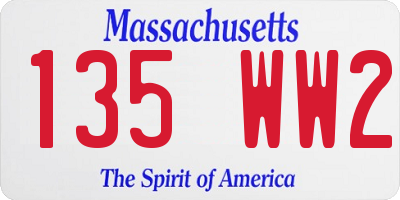MA license plate 135WW2