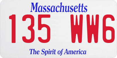 MA license plate 135WW6
