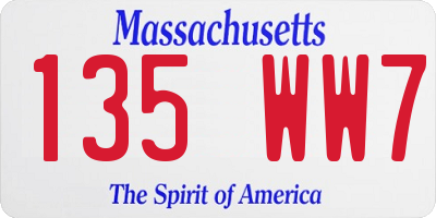 MA license plate 135WW7