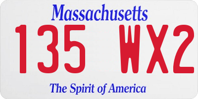 MA license plate 135WX2