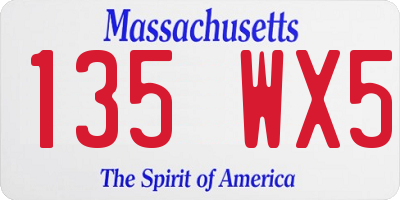 MA license plate 135WX5