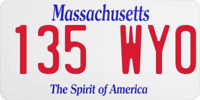 MA license plate 135WY0