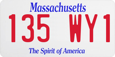MA license plate 135WY1