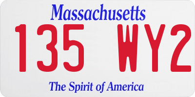 MA license plate 135WY2