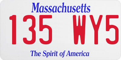 MA license plate 135WY5