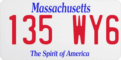 MA license plate 135WY6