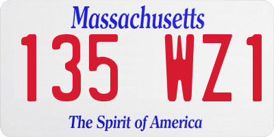 MA license plate 135WZ1