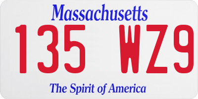 MA license plate 135WZ9