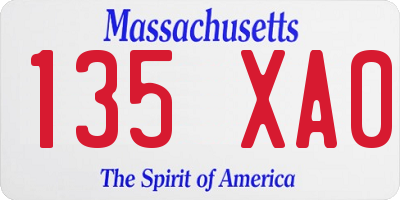MA license plate 135XA0