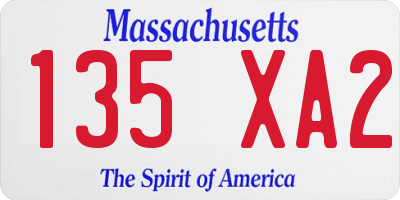 MA license plate 135XA2