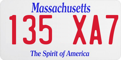 MA license plate 135XA7