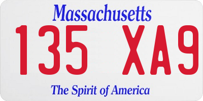 MA license plate 135XA9