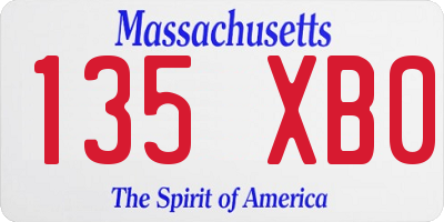 MA license plate 135XB0