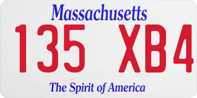MA license plate 135XB4