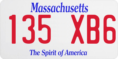 MA license plate 135XB6