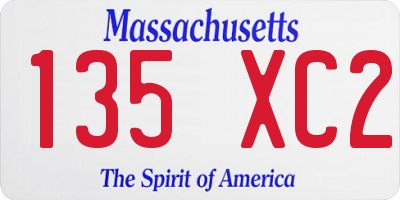 MA license plate 135XC2