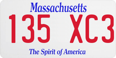 MA license plate 135XC3