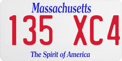 MA license plate 135XC4
