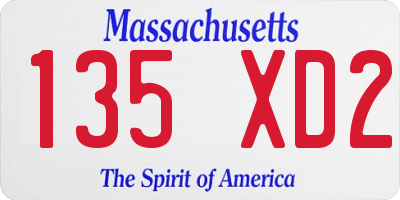 MA license plate 135XD2