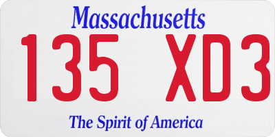 MA license plate 135XD3