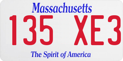 MA license plate 135XE3